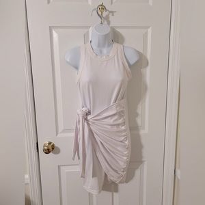 White - T-Shirt Dress - Summer Mini - Wrap Front - Medium